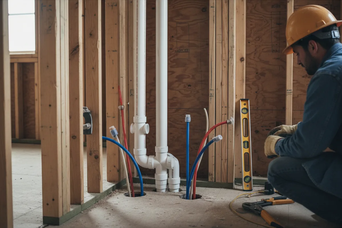 Drain and supply rough-in during Garbage Disposal Repair in Hadley